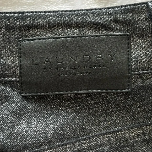 LAUNDRY by Shelli Segal Black Metallic Skinny Cropped Pants--EUC--8 - Picture 6 of 16
